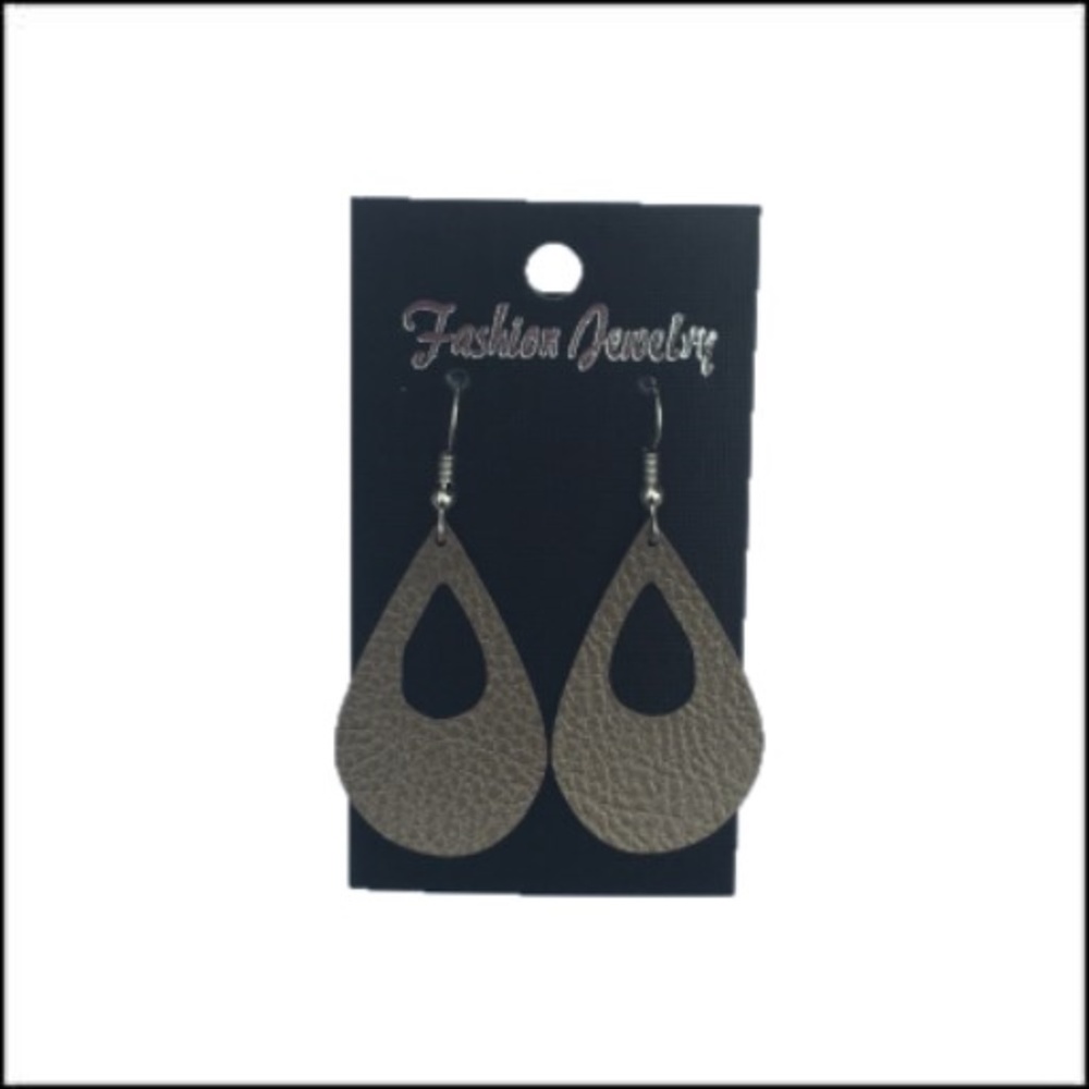 Handmade Champagne Faux Leather Earrings